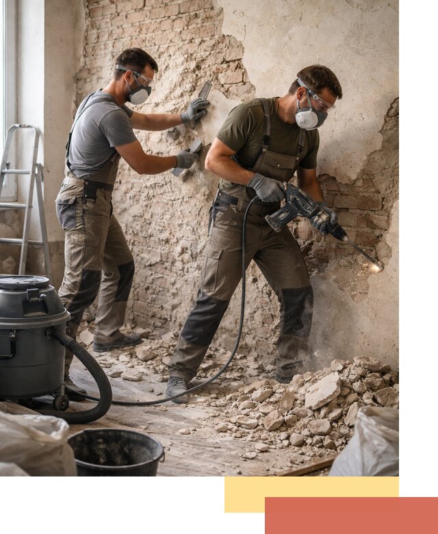 Демонтаж штукатурки со стен в Кузнецке быстро и аккуратно