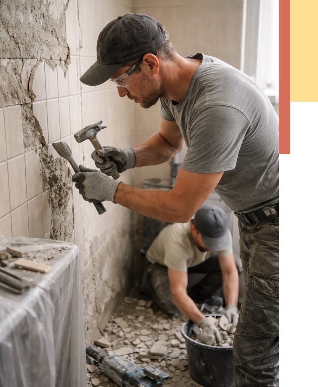 Демонтаж плитки со стен в Кузнецке от 886 руб. — быстро и недорого | ОТДЕЛОЧНИК-Кнц