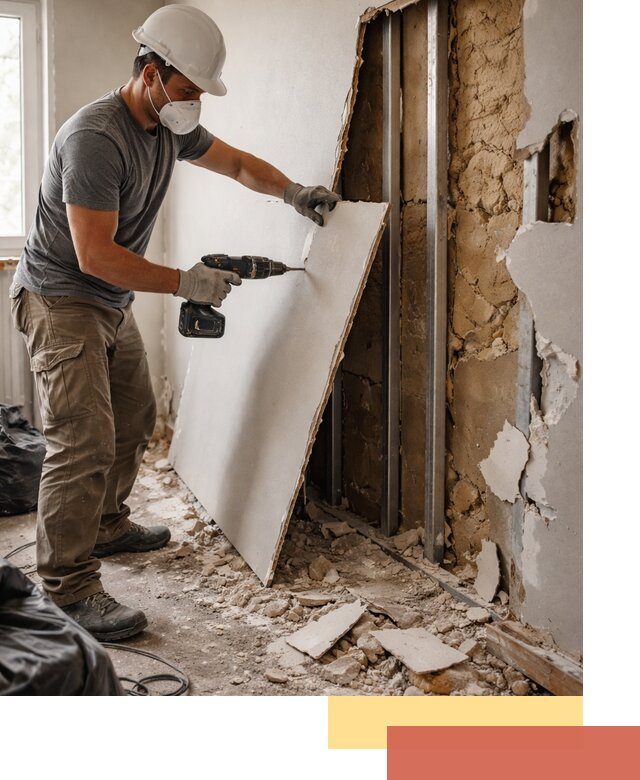 Демонтаж гипсокартона со стен в Кузнецке качественно и быстро