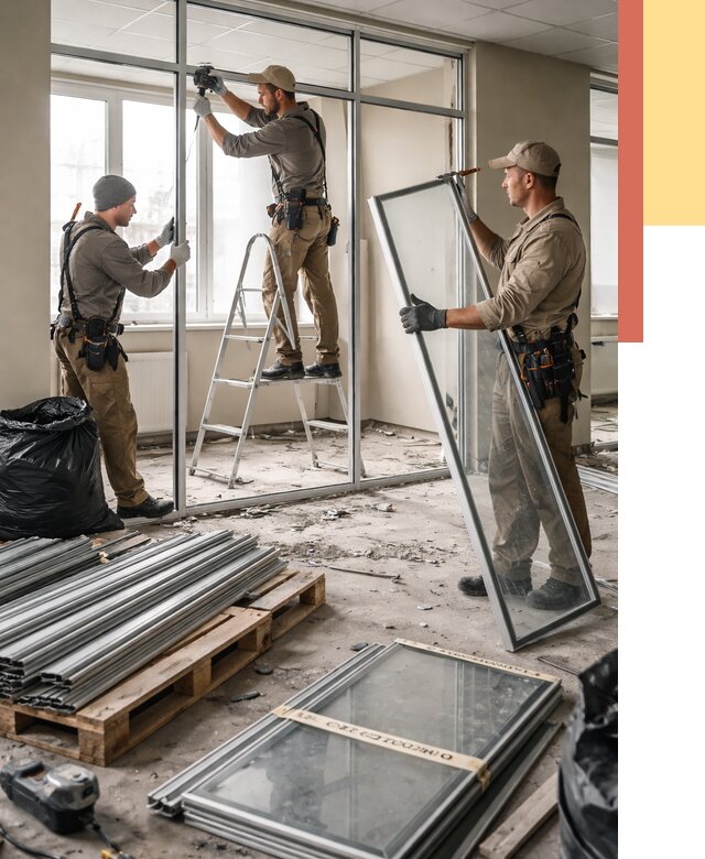 Демонтаж алюминиевых перегородок в Кузнецке от 4378 руб. — быстро и недорого | ОТДЕЛОЧНИК-Кнц