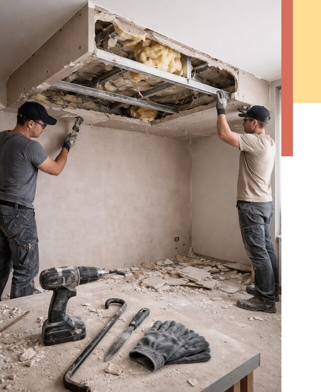 Демонтаж короба из гипсокартона в Кузнецке от 1584 руб. — быстро и недорого | ОТДЕЛОЧНИК-Кнц