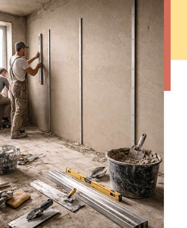 Штукатурка стен по маякам в Кузнецке от 5733 руб./м² — выравнивание под ключ | ОТДЕЛОЧНИК-Кнц