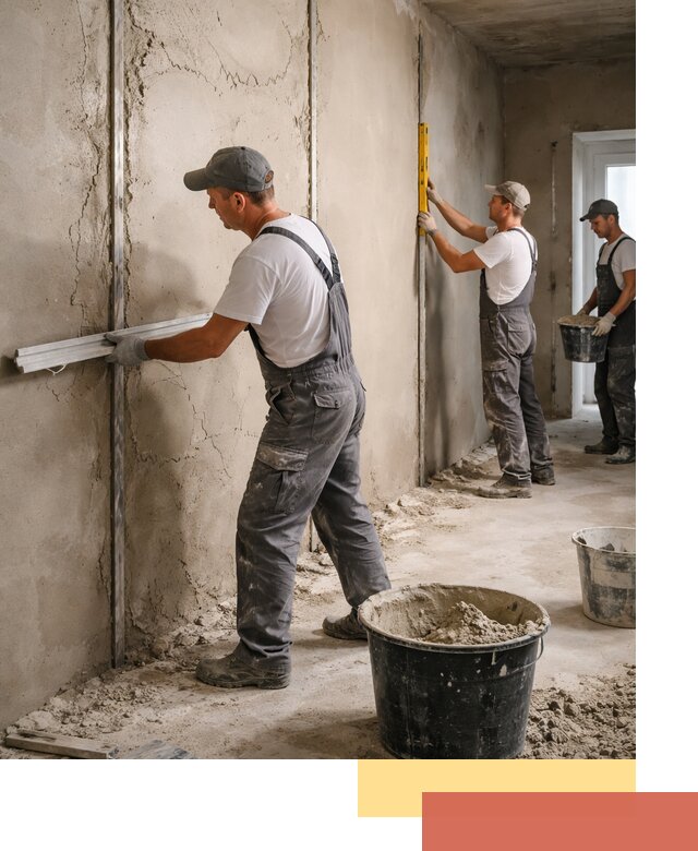 Штукатурка стен по маякам в Кузнецке — точная и ровная поверхность