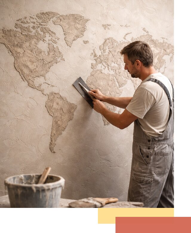 Декоративная штукатурка «Карта мира» под ключ в Кузнецке