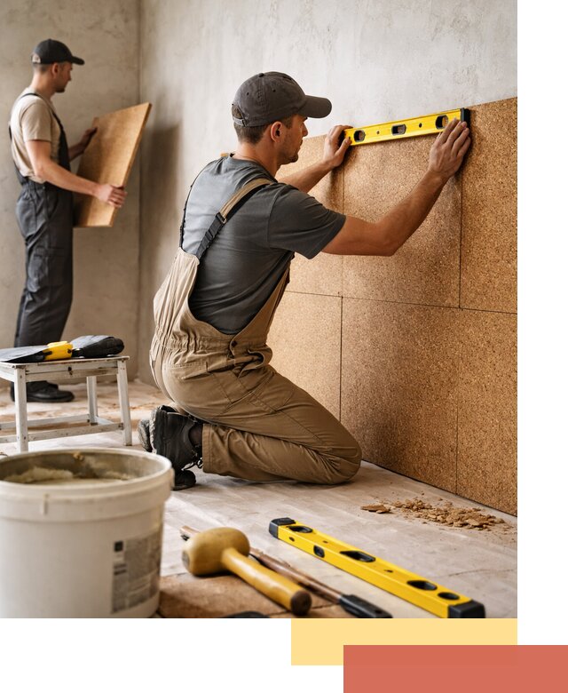 Монтаж пробковых панелей на стены в Кузнецке быстро и качественно