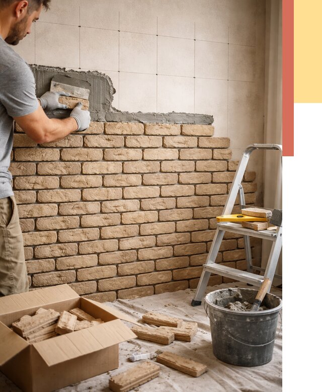 Монтаж декоративного кирпича в Кузнецке от 3336 руб./м² — быстро и недорого | ОТДЕЛОЧНИК-Кнц