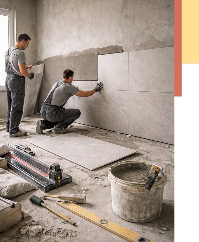 Облицовка стен керамогранитом в Кузнецке от 4378 руб./м² — услуги под ключ | ОТДЕЛОЧНИК-Кнц