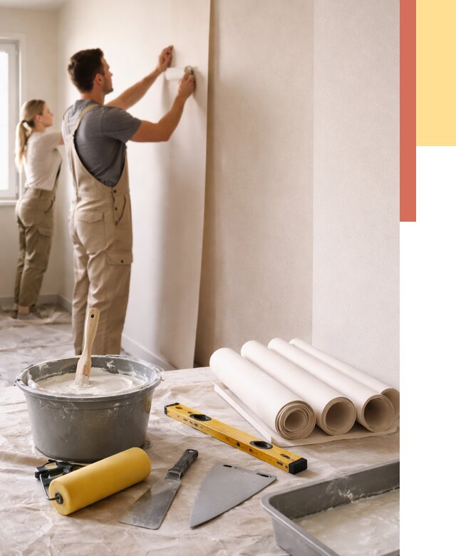 Поклейка бумажных обоев в Кузнецке от 5733 руб./м2 — быстро и недорого | ОТДЕЛОЧНИК-Кнц