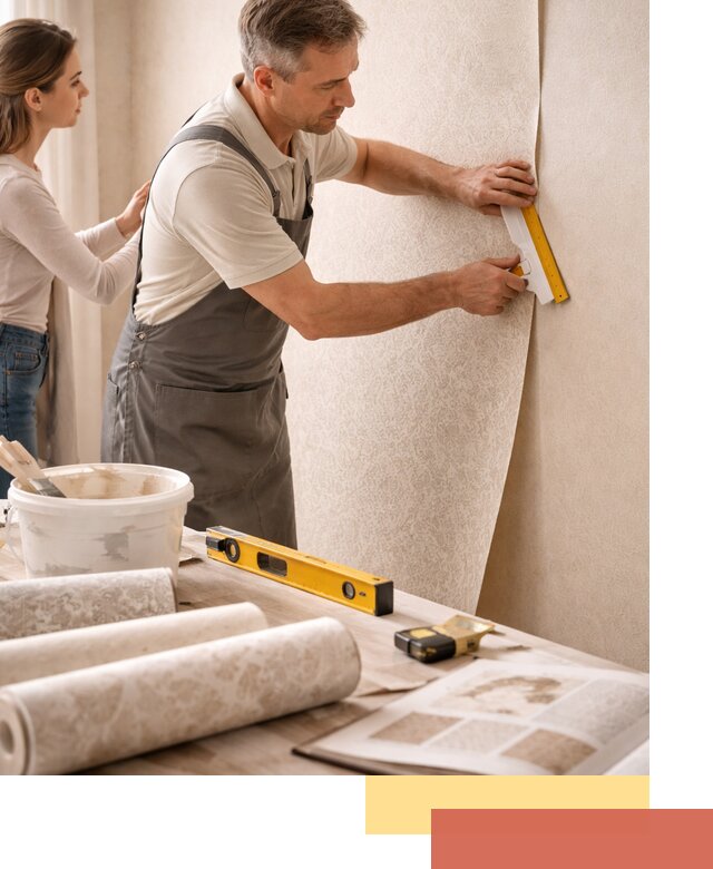 Поклейка обоев с подбором рисунка в Кузнецке