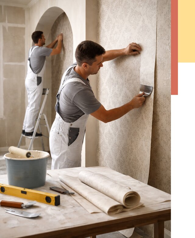 Поклейка обоев на сложные стены в Кузнецке от 2919 руб. под ключ | ОТДЕЛОЧНИК-Кнц