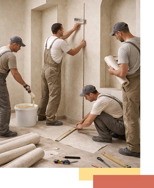 Поклейка обоев на сложные стены и неровные поверхности в Кузнецке