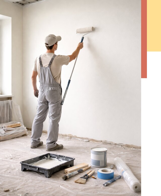 Покраска стен водоэмульсионной краской в Кузнецке от 469 руб. за м² | ОТДЕЛОЧНИК-Кнц