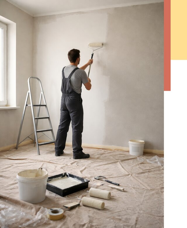 Покраска стен моющейся краской в Кузнецке от 365 руб./м² — быстро и недорого | ОТДЕЛОЧНИК-Кнц