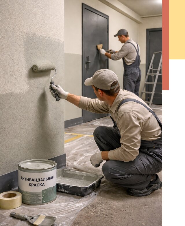 Покраска стен антивандальной краской в Кузнецке от 4691 руб./м² под ключ | ОТДЕЛОЧНИК-Кнц