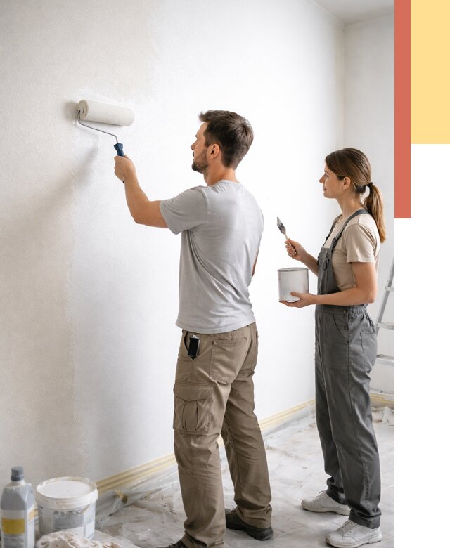 Окраска стен по стеклохолсту в Кузнецке от 4691 руб/м² под ключ | ОТДЕЛОЧНИК-Кнц