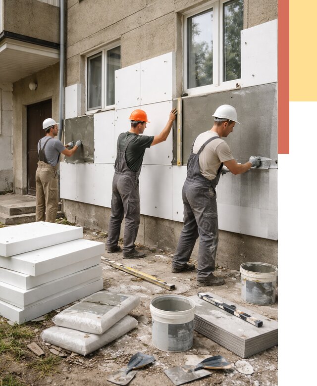 Утепление стен пенопластом в Кузнецке от 1824 руб. — недорого и под ключ | ОТДЕЛОЧНИК-Кнц