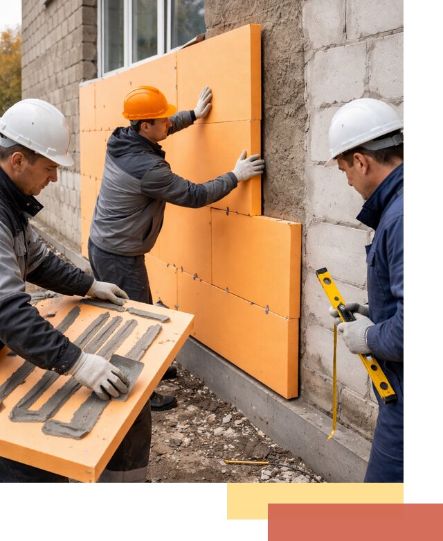 Утепление фасада пеноплексом под ключ в Кузнецке