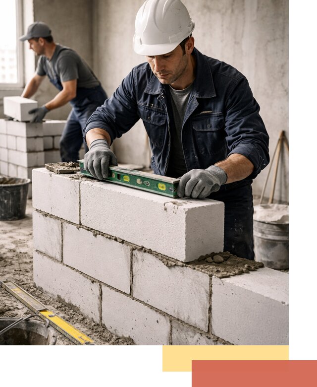 Кладка перегородок из пеноблока под ключ в Кузнецке