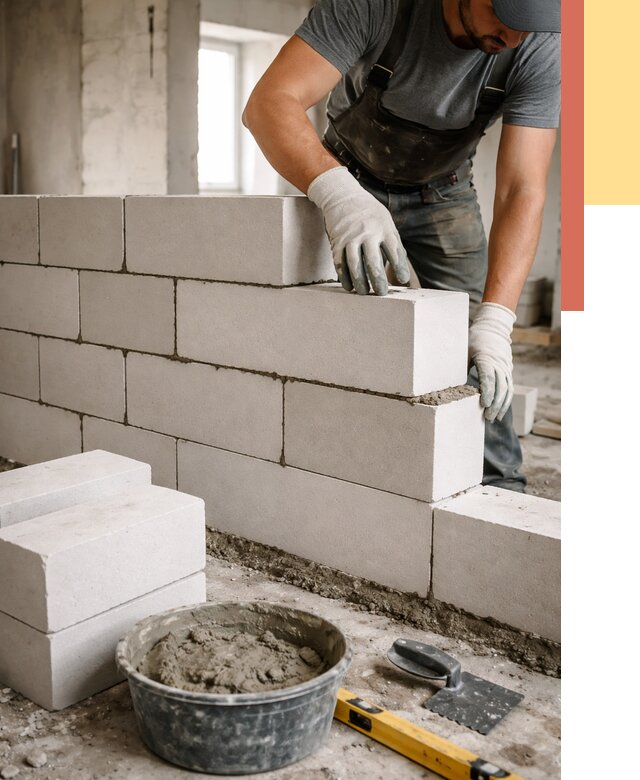 Кладка перегородок из силикатного блока в Кузнецке от 4170 руб. под ключ | ОТДЕЛОЧНИК-Кнц