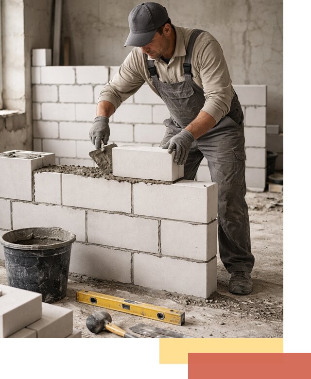 Кладка перегородок из силикатного блока в Кузнецке