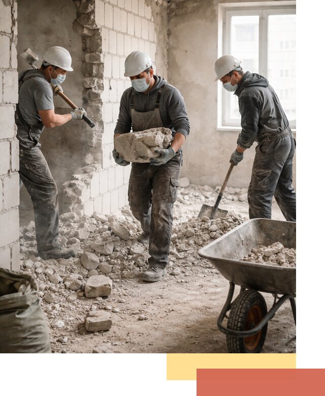 Демонтаж блочных перегородок в Кузнецке быстро и аккуратно