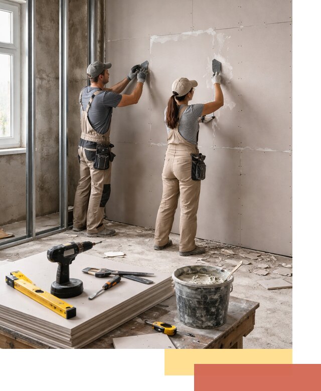 Монтаж двухслойной перегородки из гипсокартона в Кузнецке