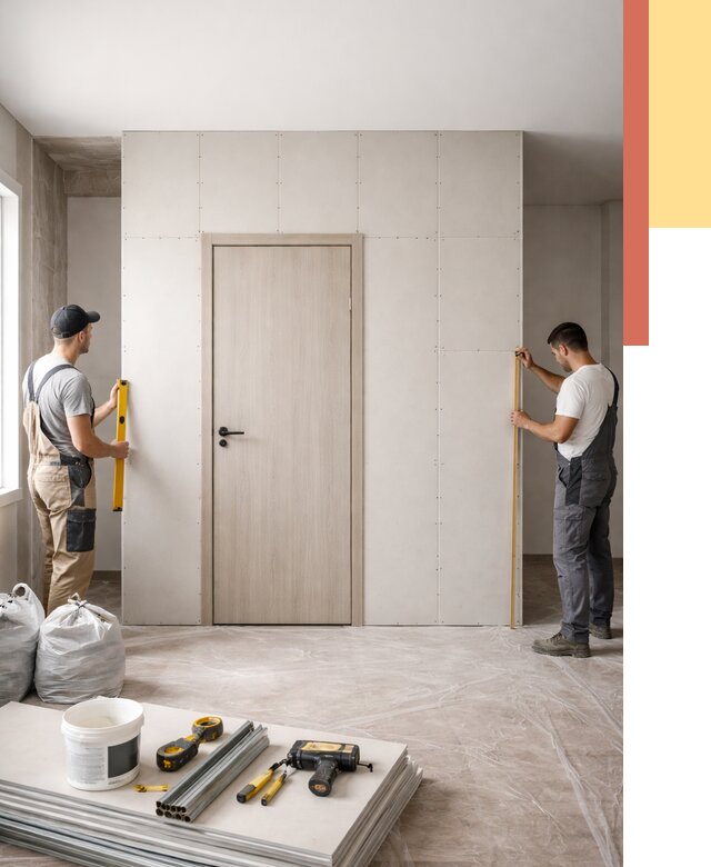 Перегородка из гипсокартона с дверью в Кузнецке от 4691 руб. под ключ | ОТДЕЛОЧНИК-Кнц