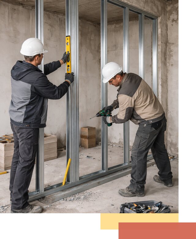 Монтаж каркаса перегородки из профиля в Кузнецке