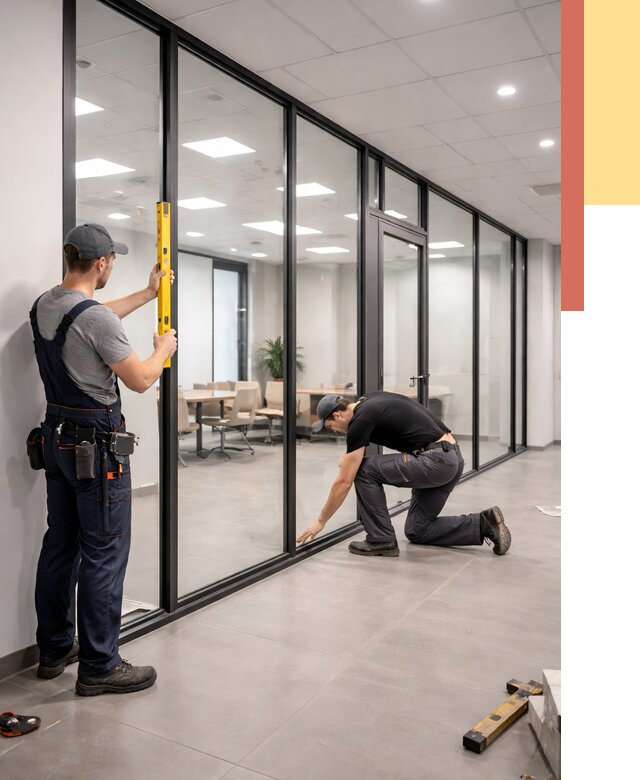 Каркасные стеклянные перегородки в Кузнецке под ключ от 9590 руб. | ОТДЕЛОЧНИК-Кнц