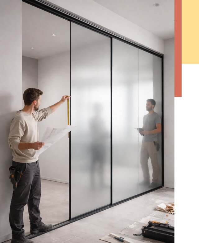 Матовые стеклянные перегородки в Кузнецке от 8860 руб. — монтаж и установка | ОТДЕЛОЧНИК-Кнц