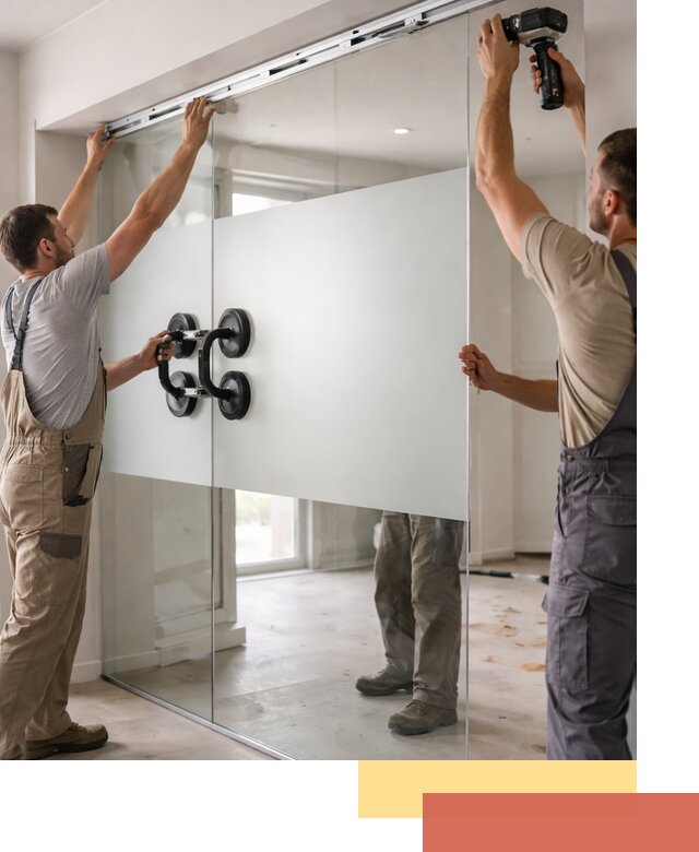 Матовые стеклянные перегородки под ключ в Кузнецке