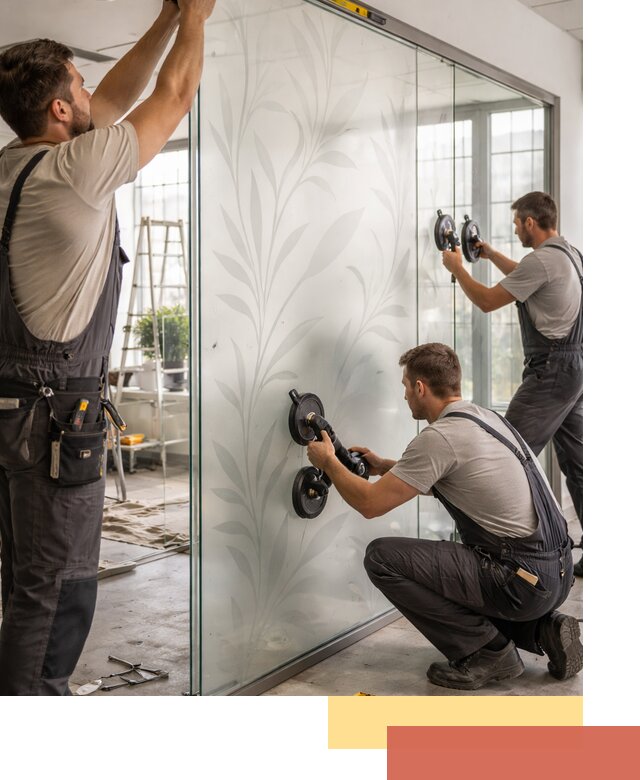 Стеклянные перегородки с рисунком на заказ в Кузнецке