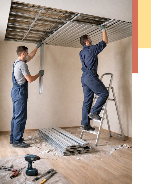 Демонтаж реечного потолка в Кузнецке от 4691 руб. быстро и недорого | ОТДЕЛОЧНИК-Кнц