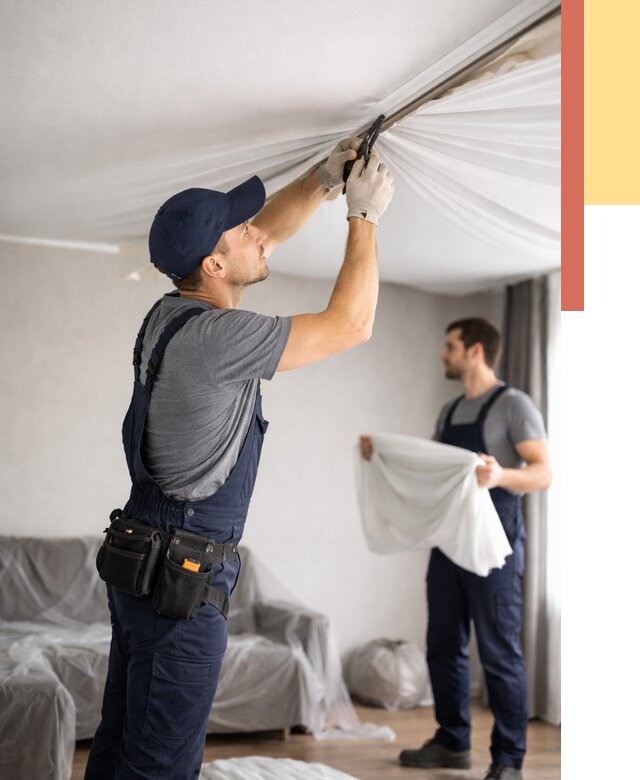 Демонтаж натяжного потолка в Кузнецке от 4691 руб. — снятие и разбор под ключ | ОТДЕЛОЧНИК-Кнц