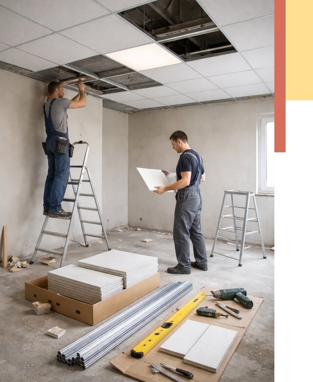 Монтаж потолка армстронг в Кузнецке от 4691 руб/м2 — быстрая установка под ключ | ОТДЕЛОЧНИК-Кнц