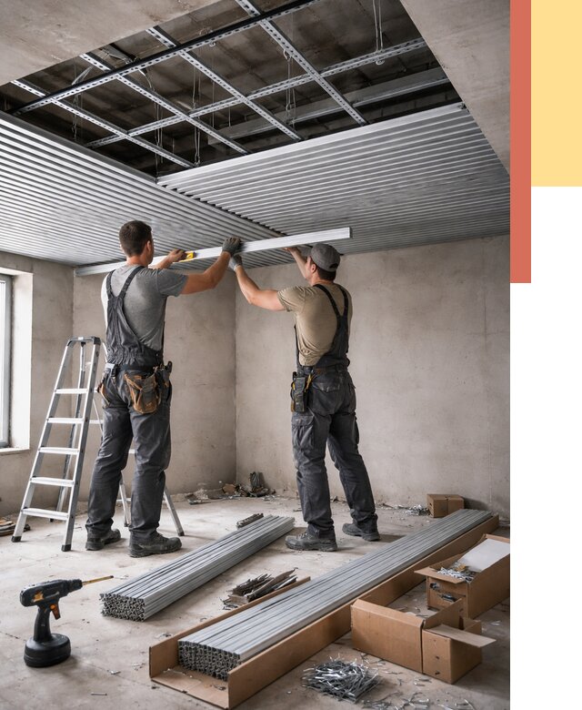 Монтаж реечного потолка в Кузнецке от 4691 руб. под ключ | ОТДЕЛОЧНИК-Кнц