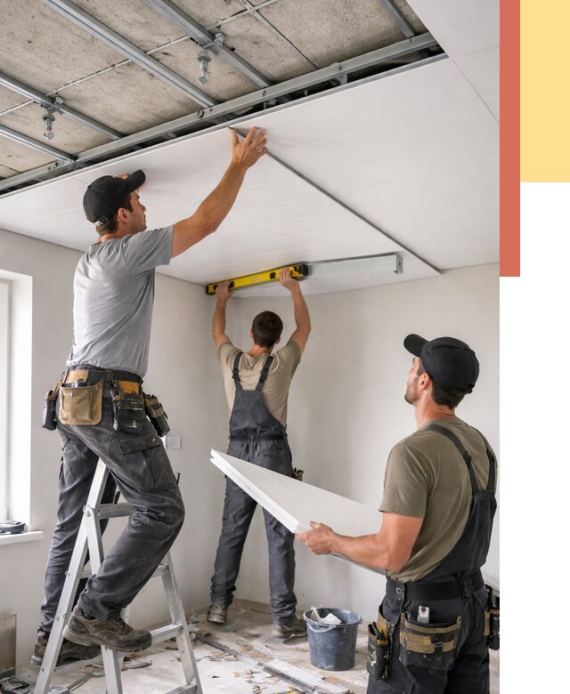 Монтаж потолка из ПВХ панелей в Кузнецке от 3648 руб./м2 — быстро и недорого | ОТДЕЛОЧНИК-Кнц