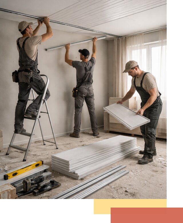 Монтаж потолка из ПВХ панелей в Кузнецке оперативно и качественно