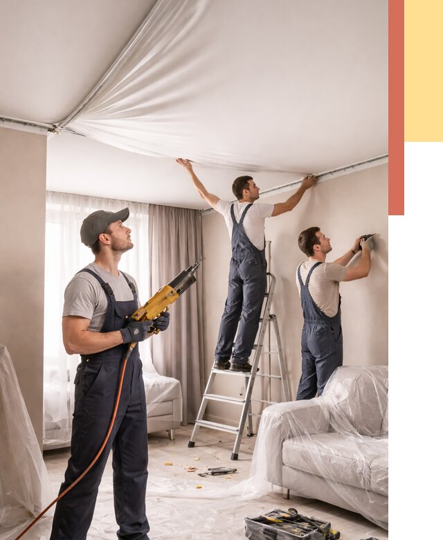 Установка натяжного потолка в Кузнецке от 4691 руб. | Быстро и недорого — ОТДЕЛОЧНИК-Кнц