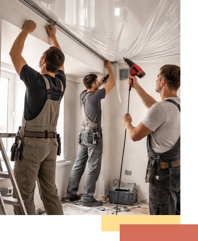 Монтаж глянцевого натяжного потолка в Кузнецке быстро и качественно