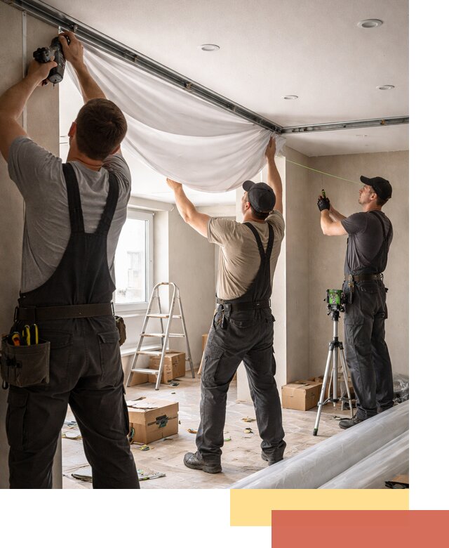 Монтаж парящего натяжного потолка под ключ в Кузнецке