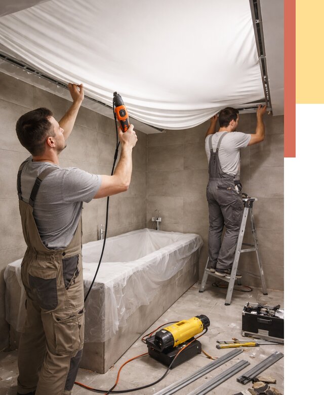 Монтаж натяжного потолка в ванной в Кузнецке от 1251 руб. под ключ | ОТДЕЛОЧНИК-Кнц