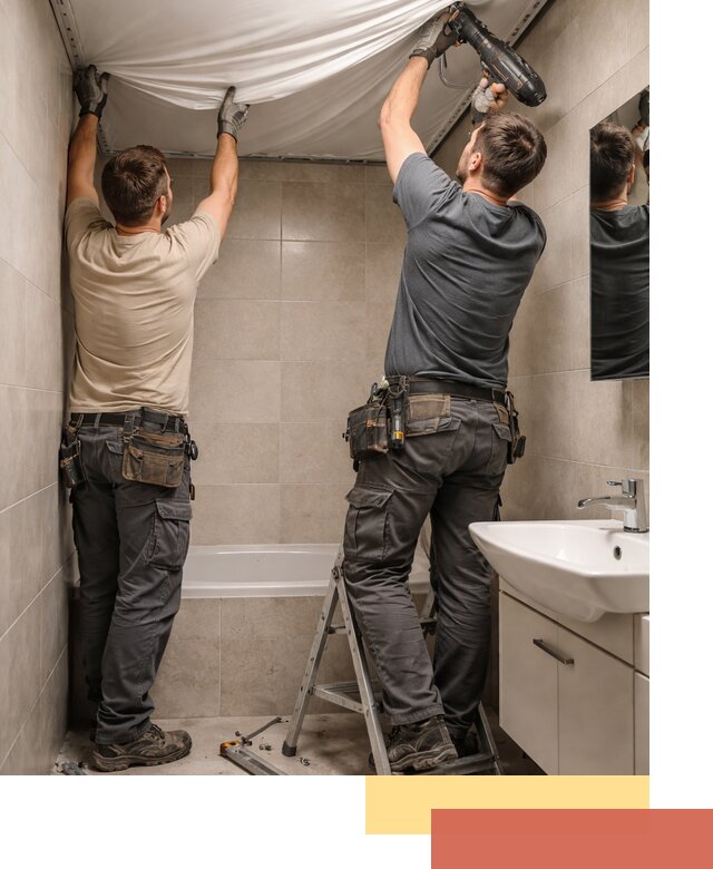 Монтаж натяжного потолка в ванной в Кузнецке быстро и качественно