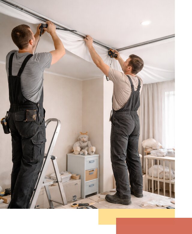 Монтаж натяжного потолка в детской комнате в Кузнецке