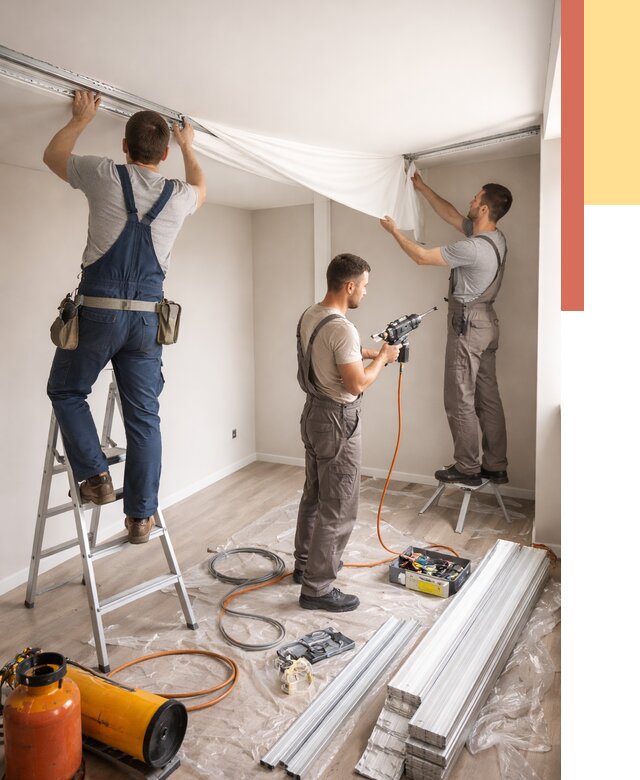 Монтаж натяжного потолка в студии в Кузнецке от 5733 руб. — быстро и недорого | ОТДЕЛОЧНИК-Кнц