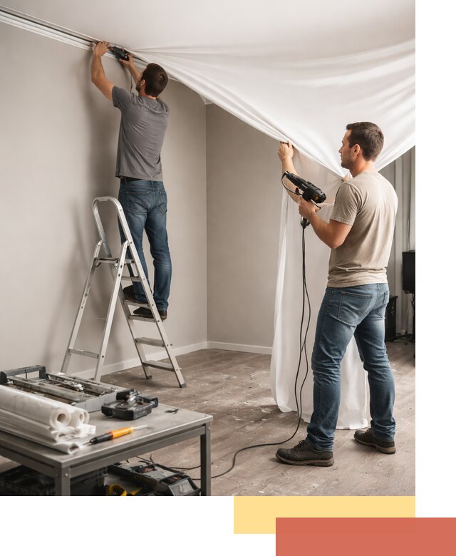 Монтаж натяжного потолка в студии в Кузнецке