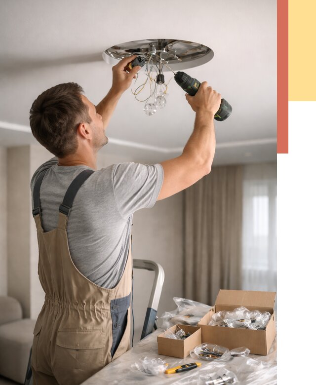 Установка люстры в натяжной потолок в Кузнецке от 1251 руб. | Быстро и недорого — ОТДЕЛОЧНИК-Кнц