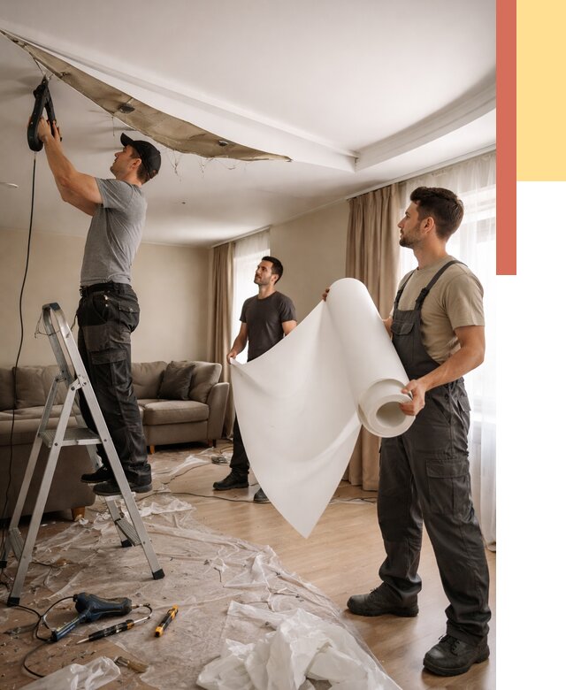 Замена полотна натяжного потолка в Кузнецке от 9903 руб. быстро и недорого | ОТДЕЛОЧНИК-Кнц