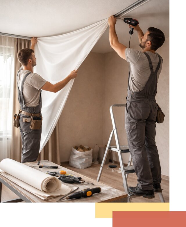 Замена полотна натяжного потолка в Кузнецке быстро и качественно