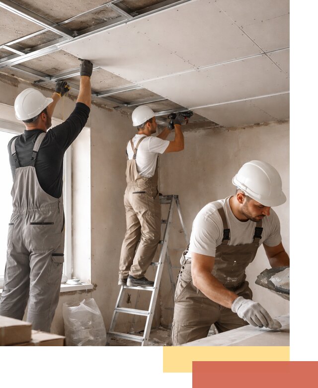 Одноуровневый потолок из гипсокартона в Кузнецке — монтаж и отделка